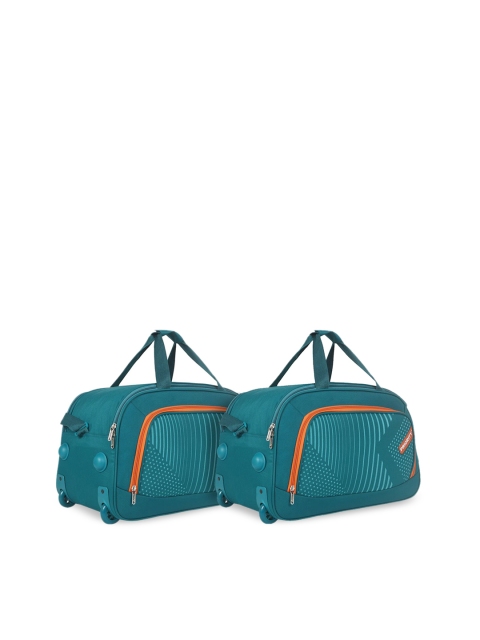 

Priority Unisex Set Of 2 Blue & Orange Printed Large Duffel Bags