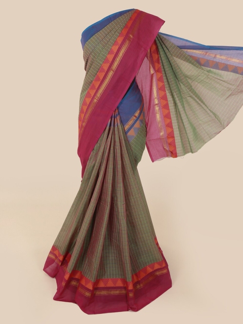 

Pothys Green Checked Pure Cotton Saree