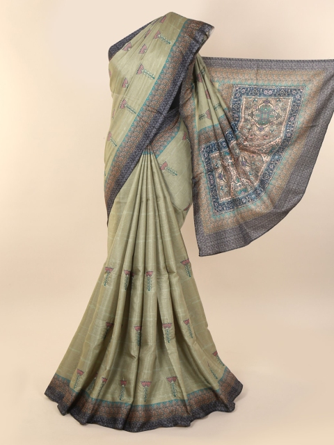 

Pothys Green Embroidered Cotton Blend Saree
