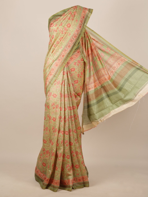 

Pothys Green & Pink Jute Silk Printed Saree