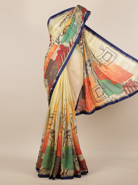 

Pothys Multicoloured Printed Poly Chiffon Saree, Multi