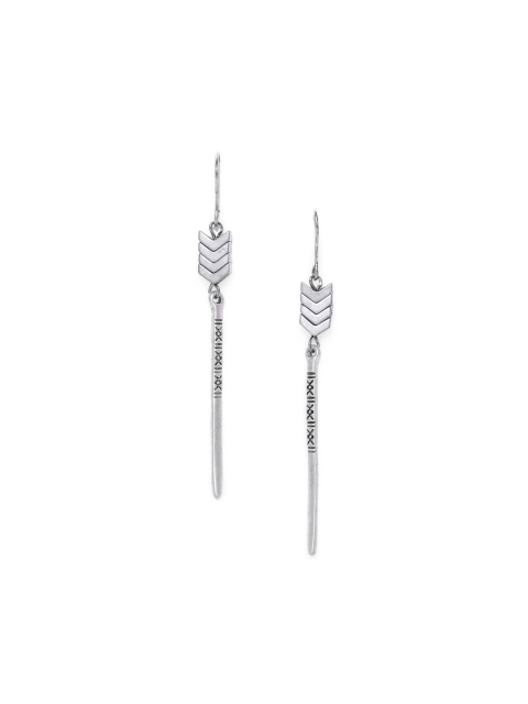 

CRZ Silver-Toned & Rhodium-Plated Hematite Contemporary Drop Earrings