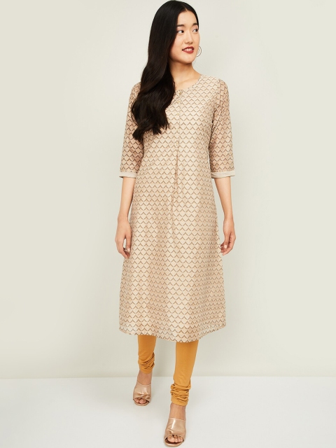 

Melange by lifestyle women beige ethnic motifs printed kurta
