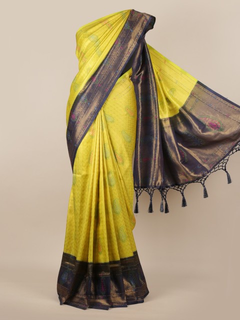 

Pothys Yellow Woven Design Jute Silk Saree