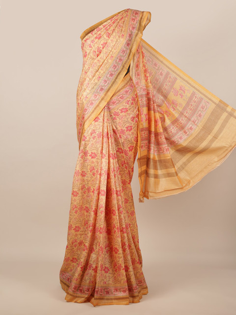 

Pothys Beige & Pink Jute Silk Woven Design Saree