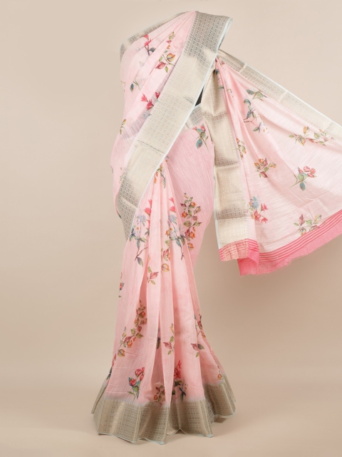 

Pothys Rose Printed Jute Silk Saree