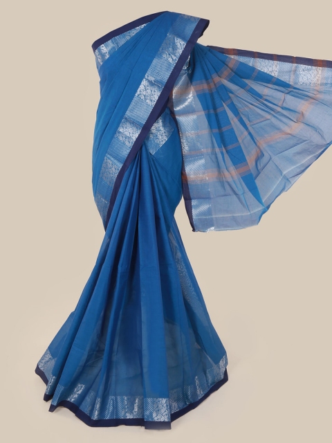 

Pothys Blue Solid Pure Cotton Saree