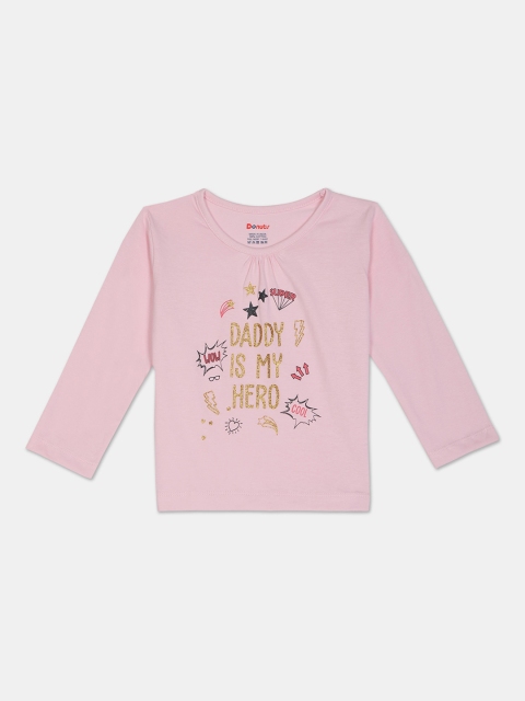 

Donuts Girls Pink Printed Henley Neck T-shirt
