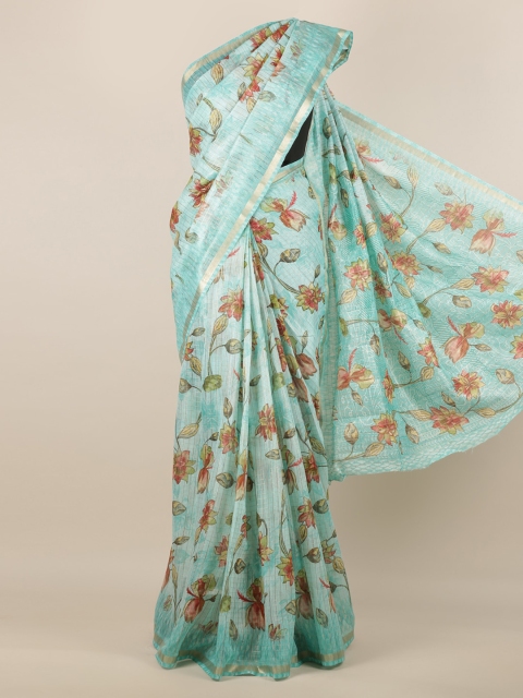 

Pothys Green Printed Jute Silk Saree