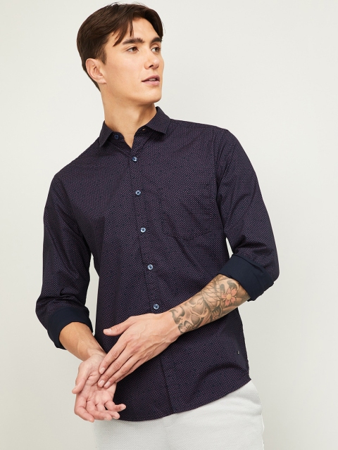 

CODE by Lifestyle Men Navy Blue Slim Fit Printed Casual Shirt