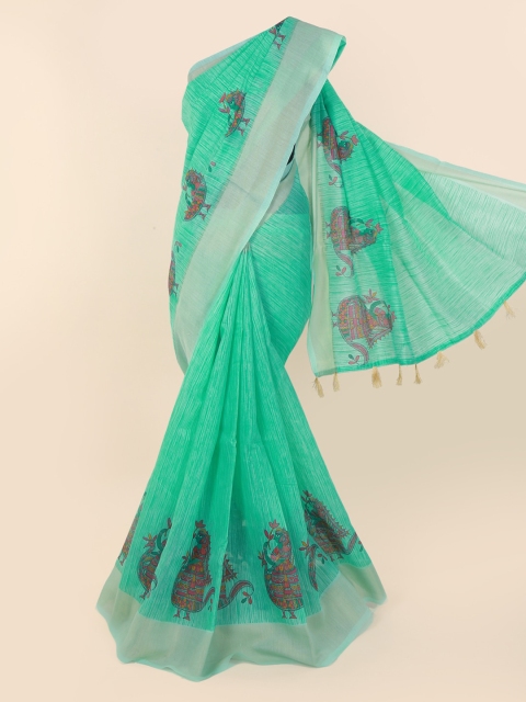 

Pothys Green Printed Cotton Blend Saree