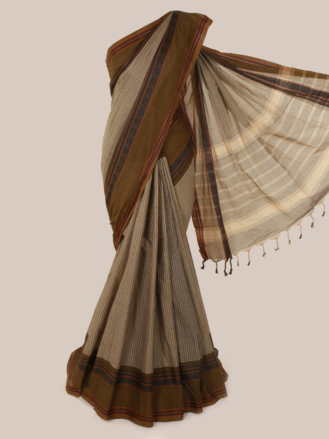 

Pothys Grey Striped Pure Cotton Saree