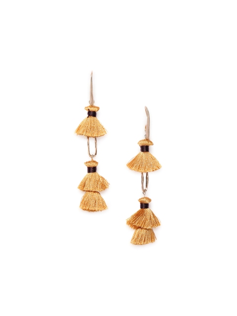 

CRZ Brown & Gold-Plated Contemporary Drop Earrings