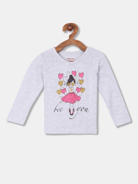 

Donuts Girls Grey Printed Round Neck T-shirt