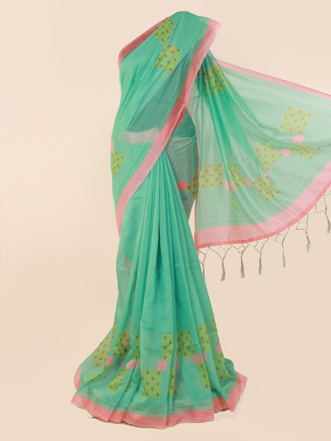 

Pothys Green Printed Cotton Blend Saree