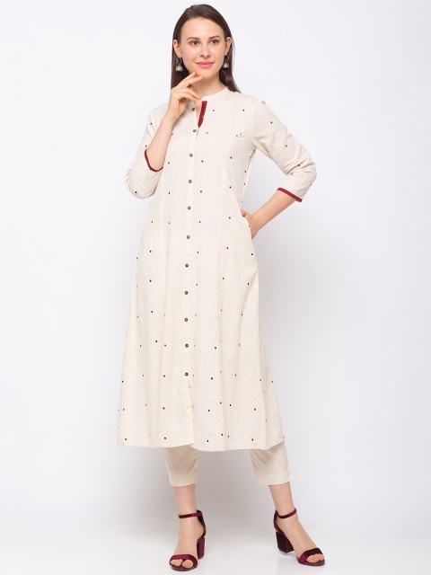 

Ethnicity women beige geometric embroidered kurta