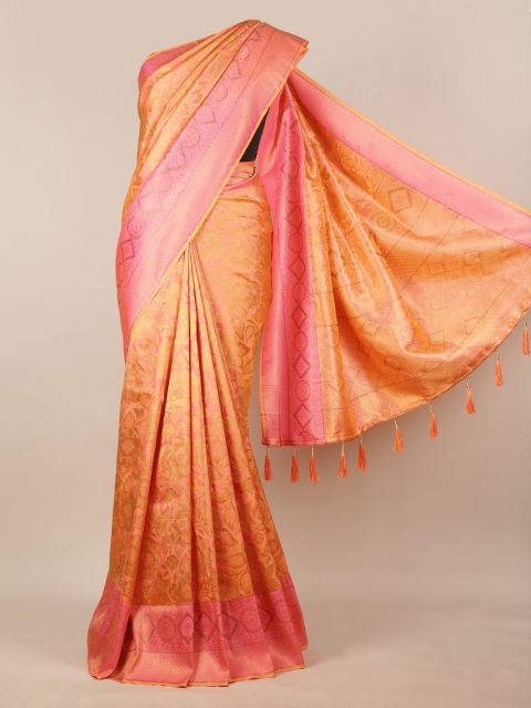 

Pothys Peach-Coloured Woven Design Jute Silk Saree