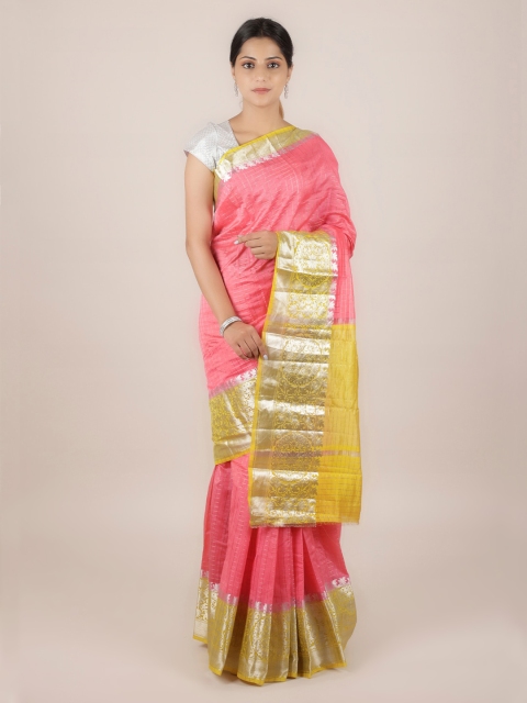 

Pothys Pink Checked Pure Silk Saree