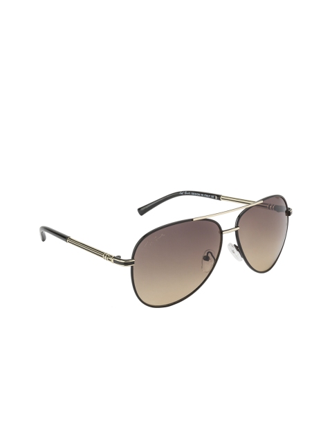 

Ted Smith Unisex Brown Lens & Black Aviator Sunglasses with UV Protected Lens TST-6001