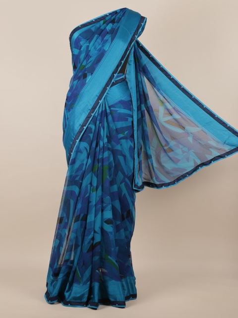 

Pothys Blue Printed Poly Chiffon Saree