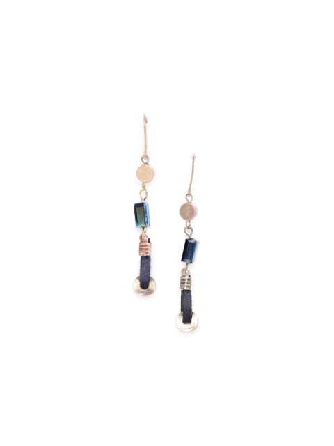 

CRZ Gold-Plated & Blue Geometric Drop Earrings