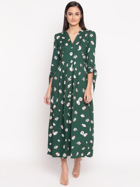 

TRENDY DIVVA Women Green Printed Maxi Dress