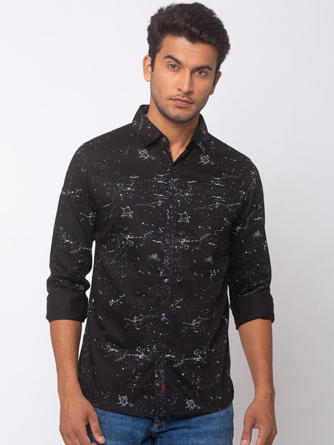 

SPYKAR Men Black Slim Fit Printed Casual Shirt