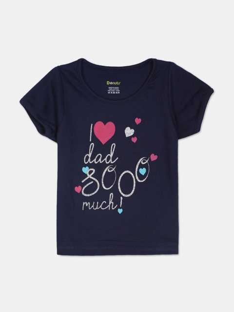 

Donuts Girls Navy Blue Printed Round Neck T-shirt