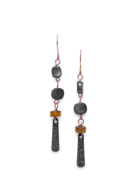 

CRZ Black & Gold-Plated Contemporary Drop Earrings
