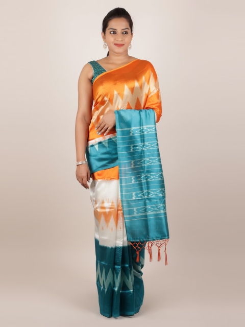 

Pothys Multicoloured Colourblocked Jute Silk Saree, Multi