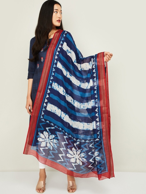 

Melange by Lifestyle Navy Blue & White Striped Dupatta