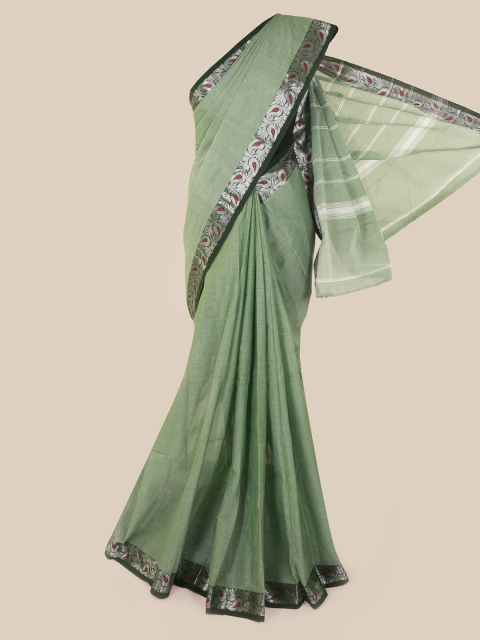 

Pothys Green Solid Pure Cotton Saree