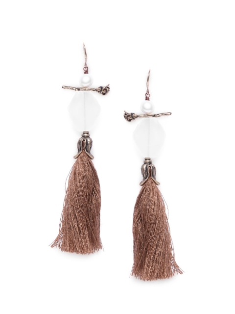 

CRZ Gold-Toned & Brown Contemporary Drop Earrings