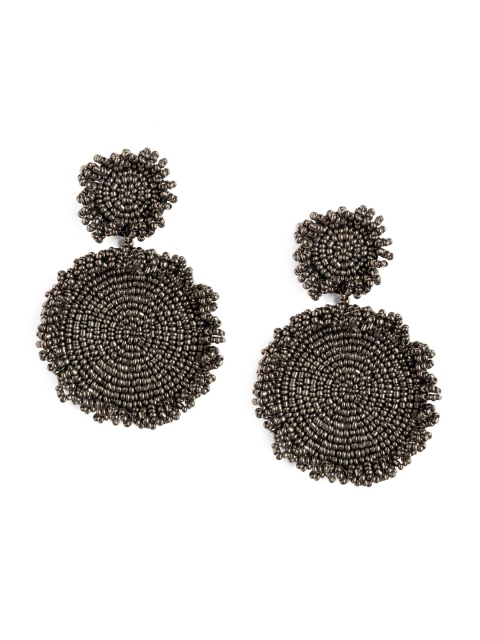 

Foxy Sperks Silver-Toned Circular Drop Earrings