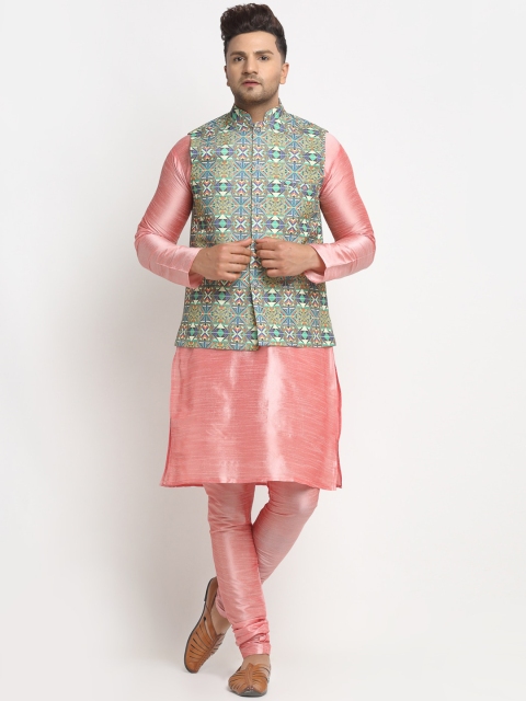 

Benstoke Men Pink Solid Kurta with Pyjamas