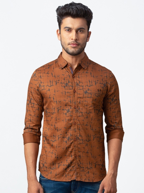 

SPYKAR Men Brown Slim Fit Printed Casual Shirt