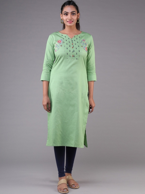 

KLM Fashion Mall Women Green Floral Yoke Design Kurta