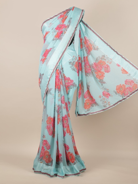 

Pothys Blue Printed Poly Chiffon Saree