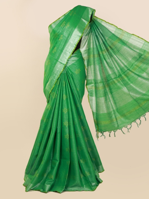 

Pothys Green Woven Design Linen Blend Saree
