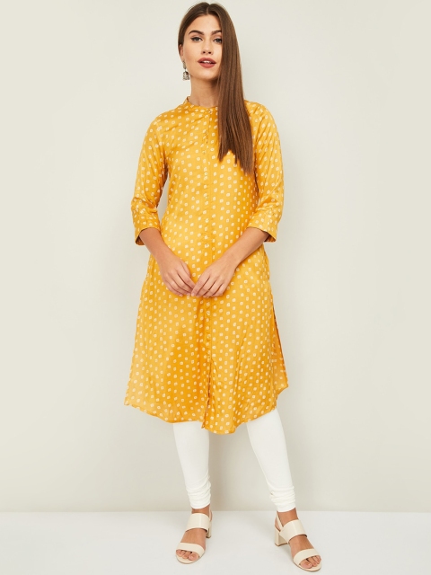 

Melange by Lifestyle Women Mustard Woven Design Kurta