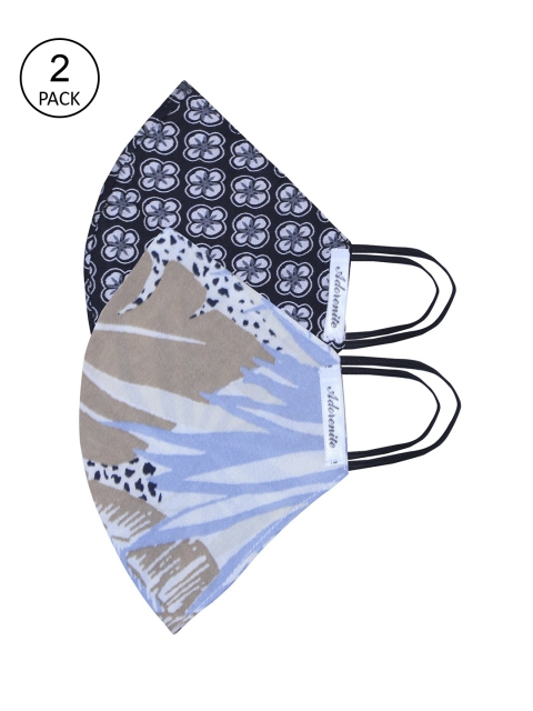 

ADORENITE Women Pack of 2 Printed 2-Ply Reusable Cloth Masks, Blue