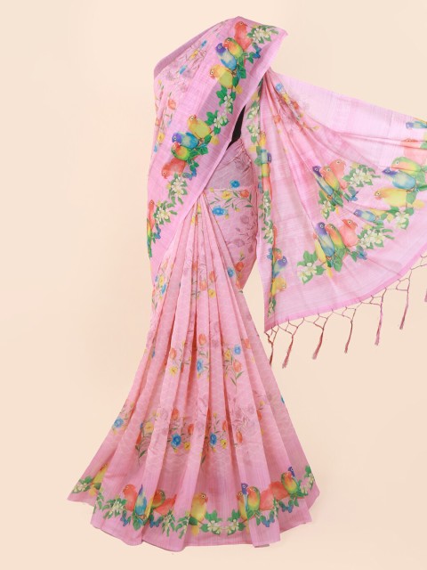 

Pothys Pink Printed Cotton Blend Saree