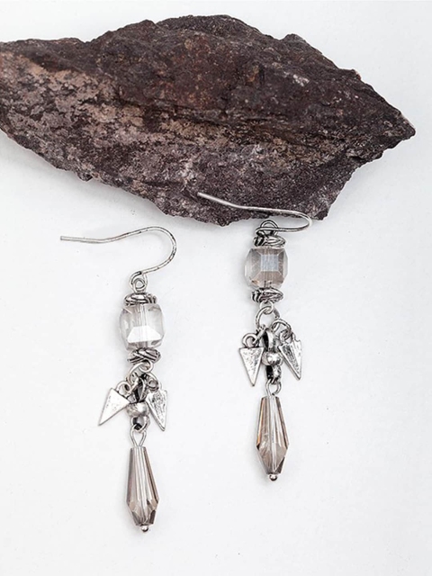 

CRZ Silver-Toned Contemporary Drop Earrings