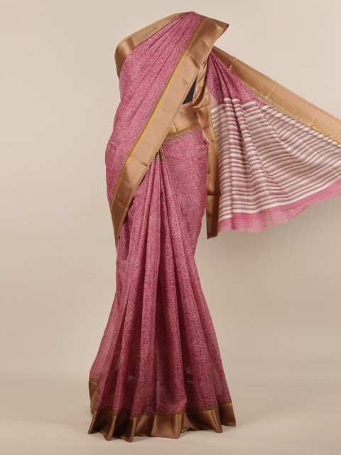 

Pothys Pink Woven Design Jute Silk Saree