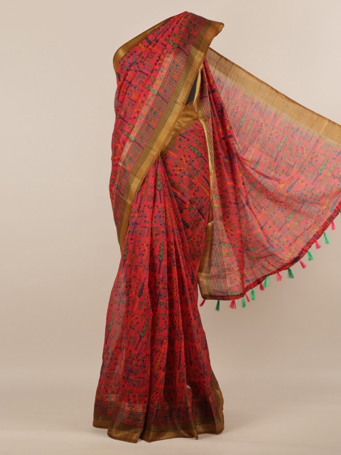 

Pothys Pink Woven Design Jute Silk Saree