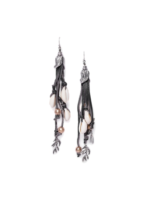 

CRZ Silver-Toned Contemporary Drop Earrings