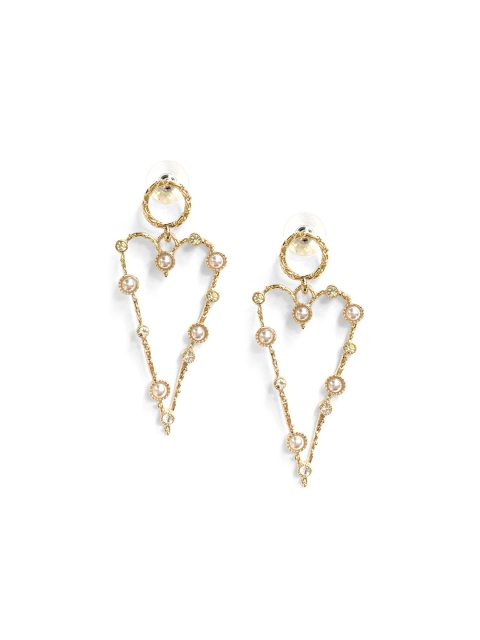 

Foxy Sperks Gold-Toned Heart Shaped Drop Earrings