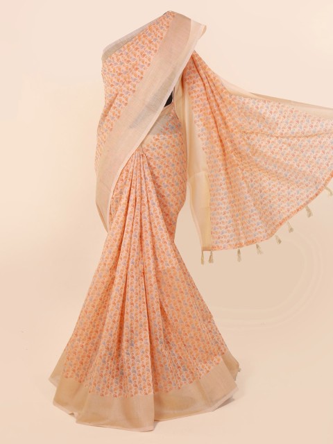 

Pothys Peach-Coloured Printed Cotton Blend Saree
