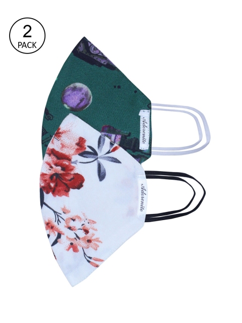 

ADORENITE Women Pack of 2 Printed 2-Ply Reusable Cloth Masks, Green