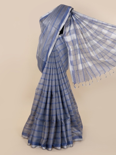 

Pothys Grey Striped Linen Blend Saree